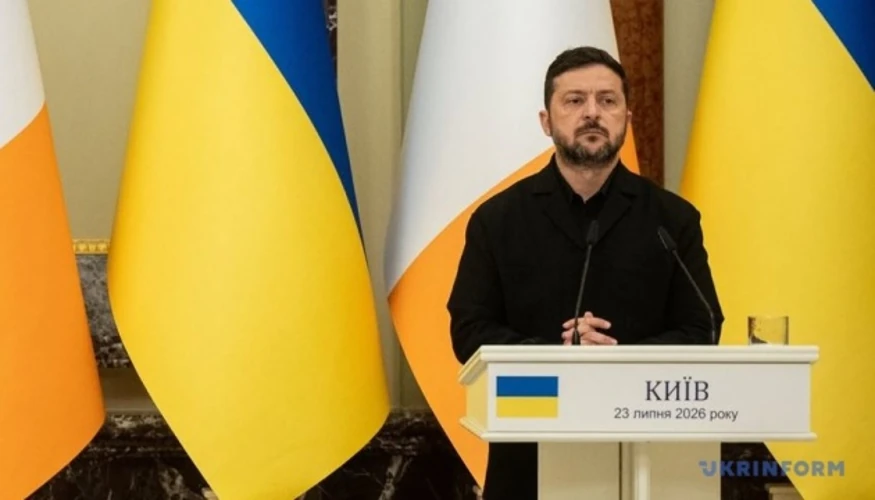 Зеленський і Мартін під час спільного спілкування з медіа у Києві 23 липня