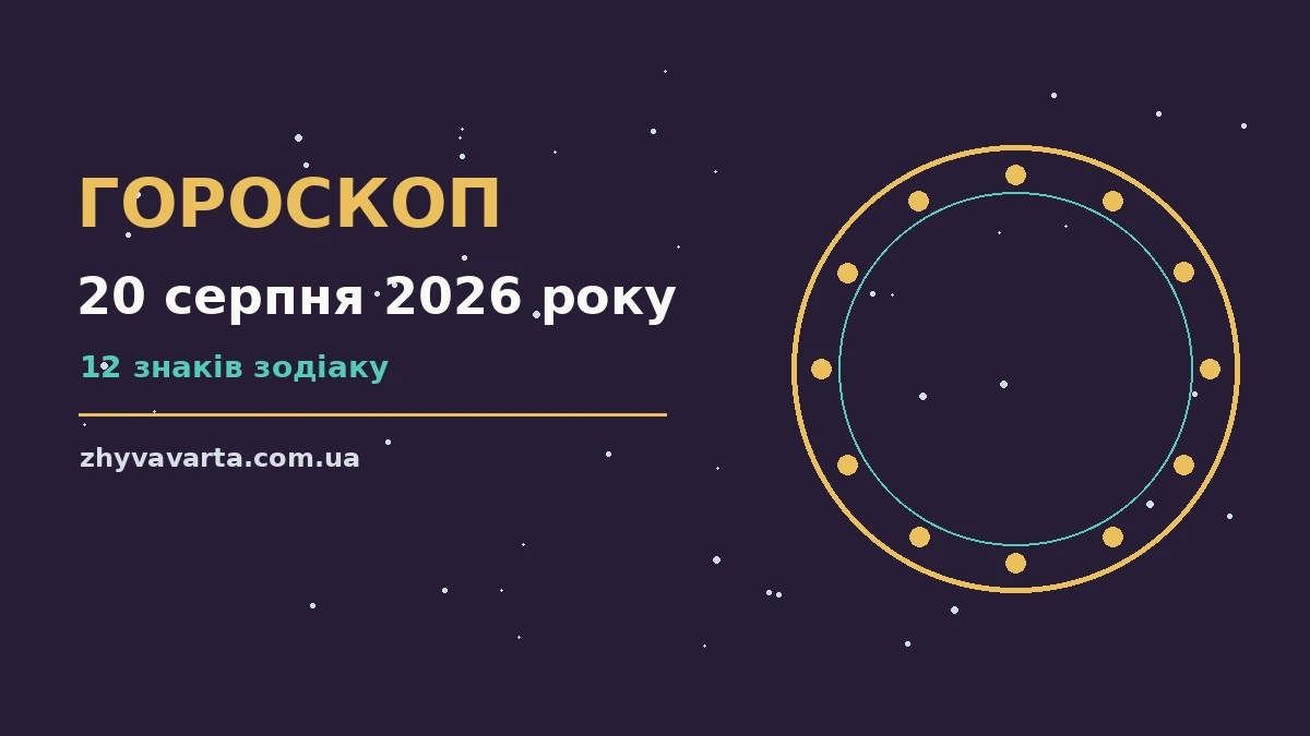Зіркова ілюстрація до гороскопу на 20 серпня 2026 року з усіма знаками Зодіаку