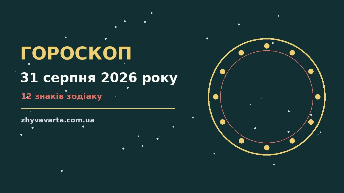 Зодіакальний знак на тлі ранкового понеділка 31 серпня 2026 року